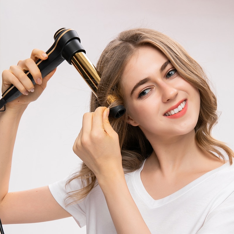 Hair Curler 2 in 1 Hair Curly Iron Wand Roller Hair Waver Ceramic Hair Curlers LCD Display Salon Hair styling Tool