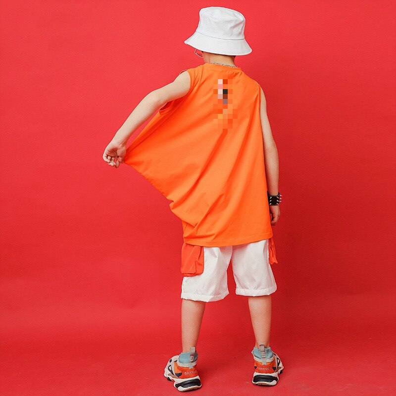 Vêtements Cool Hip Hop pour enfants, hauts amples irréguliers, t-shirt, Shorts décontractés pour garçons, Costumes de carnaval Jazz, vêtements de rue