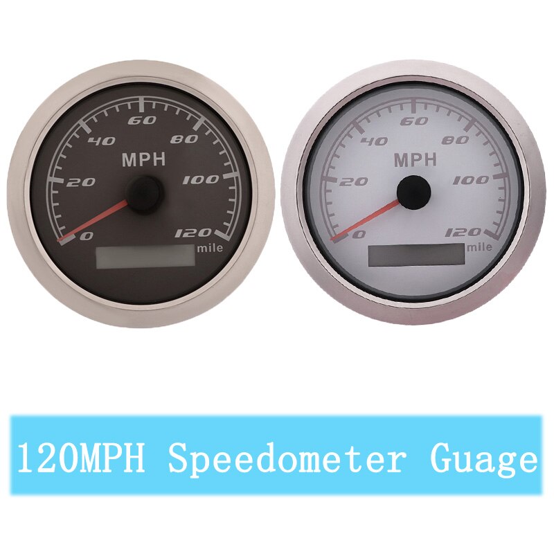 Waterdichte Auto Boot Snelheidsmeter Gauge 316 Rvs Bezel Snelheid Kilometerteller 30/60/120 Mph Zonder Gps Antenne Fit Voor 9 ~ 32V