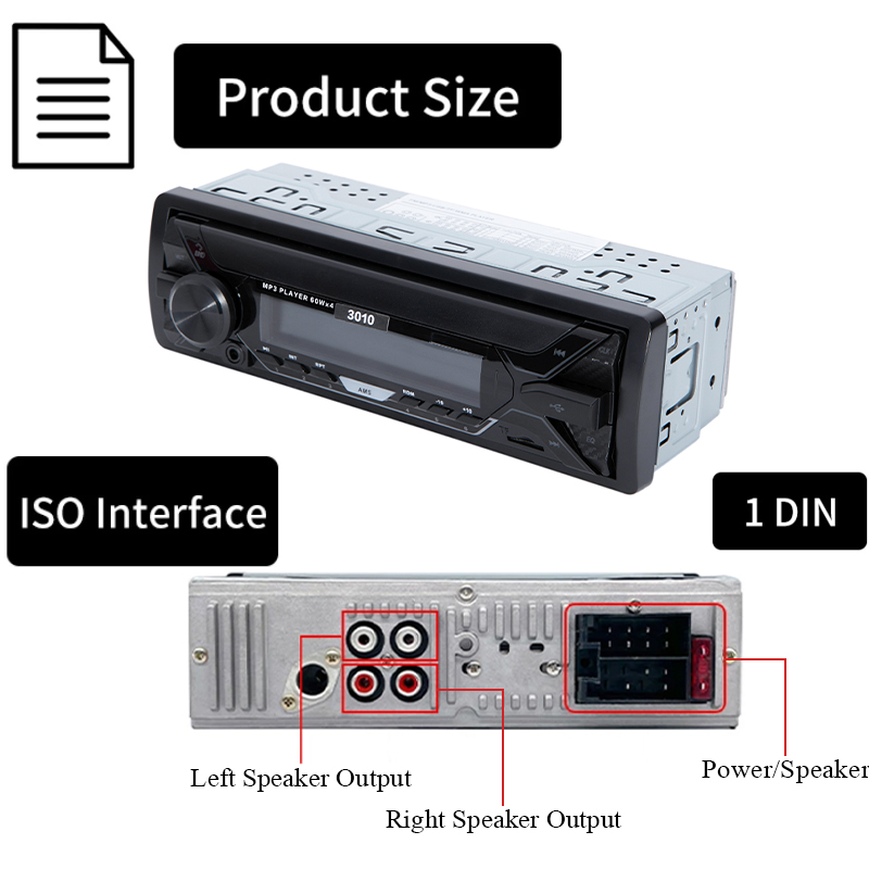 SINOVCLE-reproductor de MP3 estéreo para coche, dispositivo de Audio de 1din con Bluetooth, receptor FM 60Wx4 con Control remoto AUX/USB/tarjeta TF en Kit de tablero