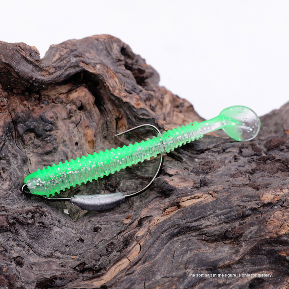 FISH KING 5Pcs Offset Fishing Hooks 2g-7g Weighted Crank Hook Soft Baits Barbed Hook Jig Worm Hook for Texas Rigs Fishing Tackle