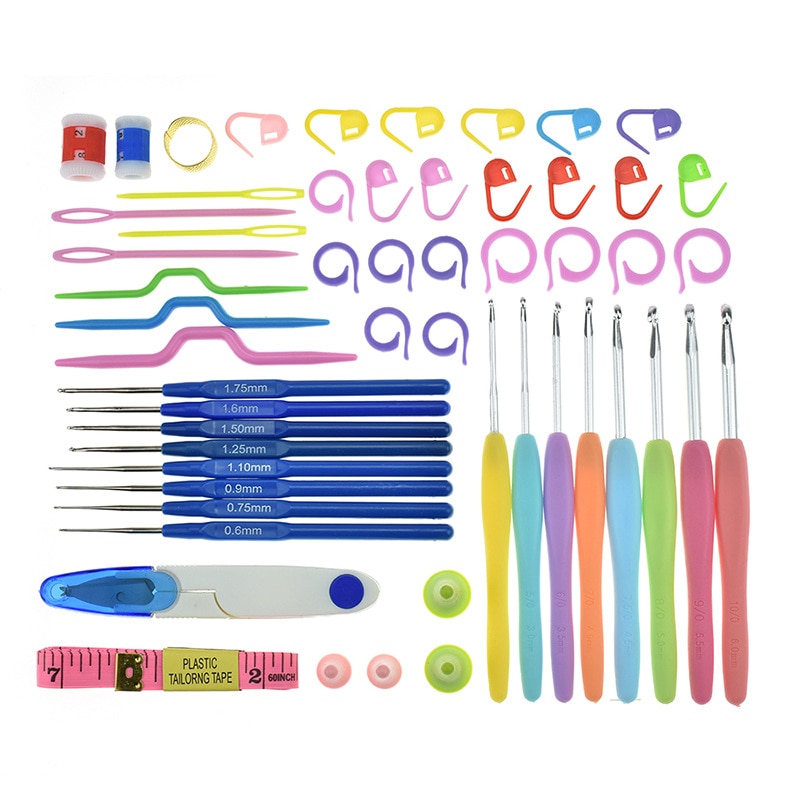 16Pcs Crochet Hooks Needles Stitches Knitting Kit Craft Case Wool Crocheted Set Weaving Tools Embroidery Knitting Sewing Tools: 16 pcs A