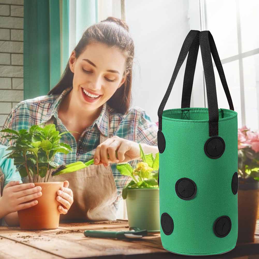 Maceta colgante de fieltro de 3 galones, bolsas de cultivo de jardín con bolsillos de exhibición para macetas de verduras de jardín al aire libre, suministros