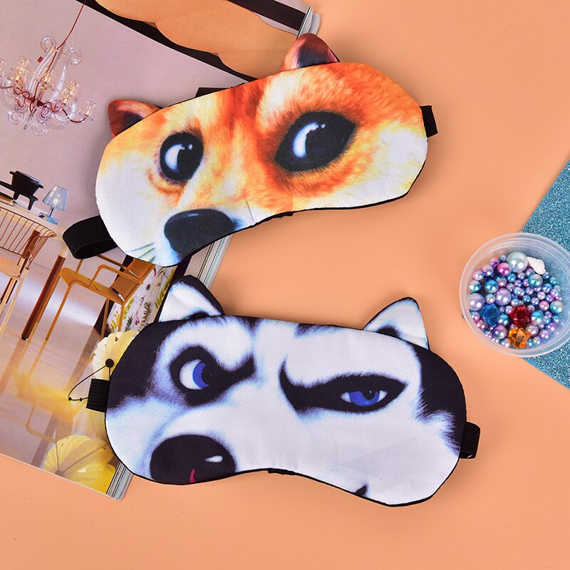 Cute Cat Dog Sleep Mask Eyeshade Cover Eye Mask Natural Sleeping Soft Blindfold Eyepatch Women Men Sleep Eyeshade Eye Cover