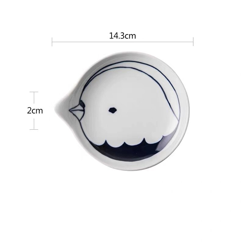 Japanese Style Ceramic Dessert Sauce Dish Tableware Cute Cartoon Lucky Cat Pattern Water Shape Fruit Sushi Plates: S- 14.3cm