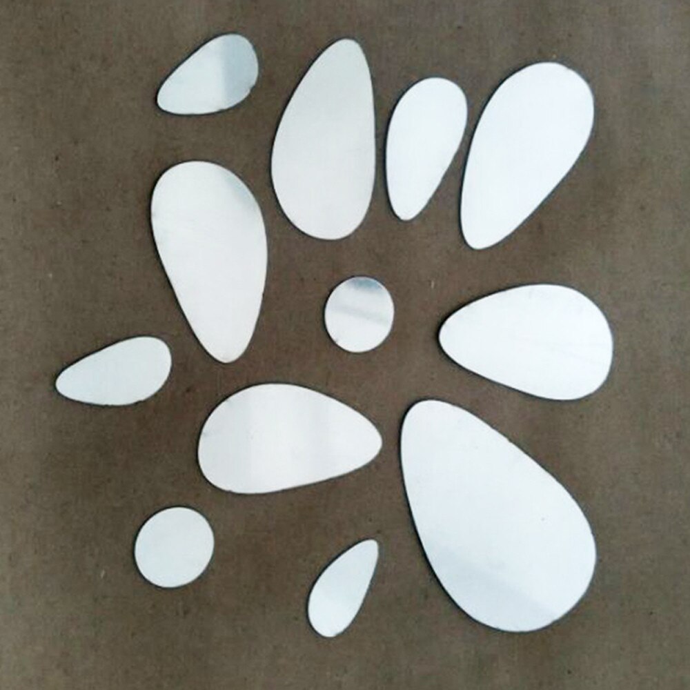 12 pçs espelho 3d vinil removível adesivo de parede decalque decoração da sua casa arte diy acrílico espelho adesivos de parede papel para sala estar