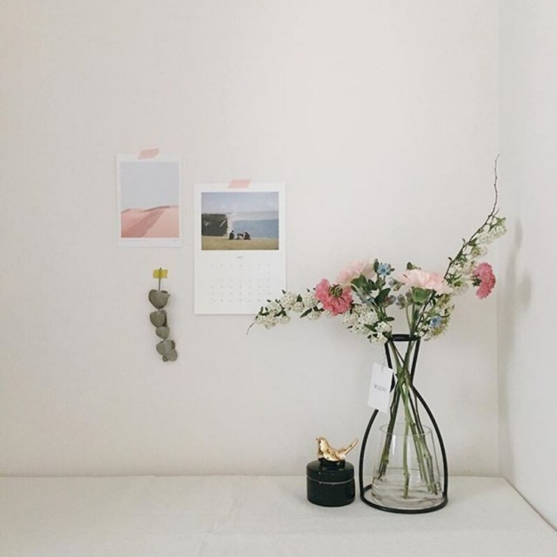 Smijern gjennomsiktig vase abstrakte svarte linjer minimalistisk abstrakt jernvase tørket blomstervasestativ ornamenter