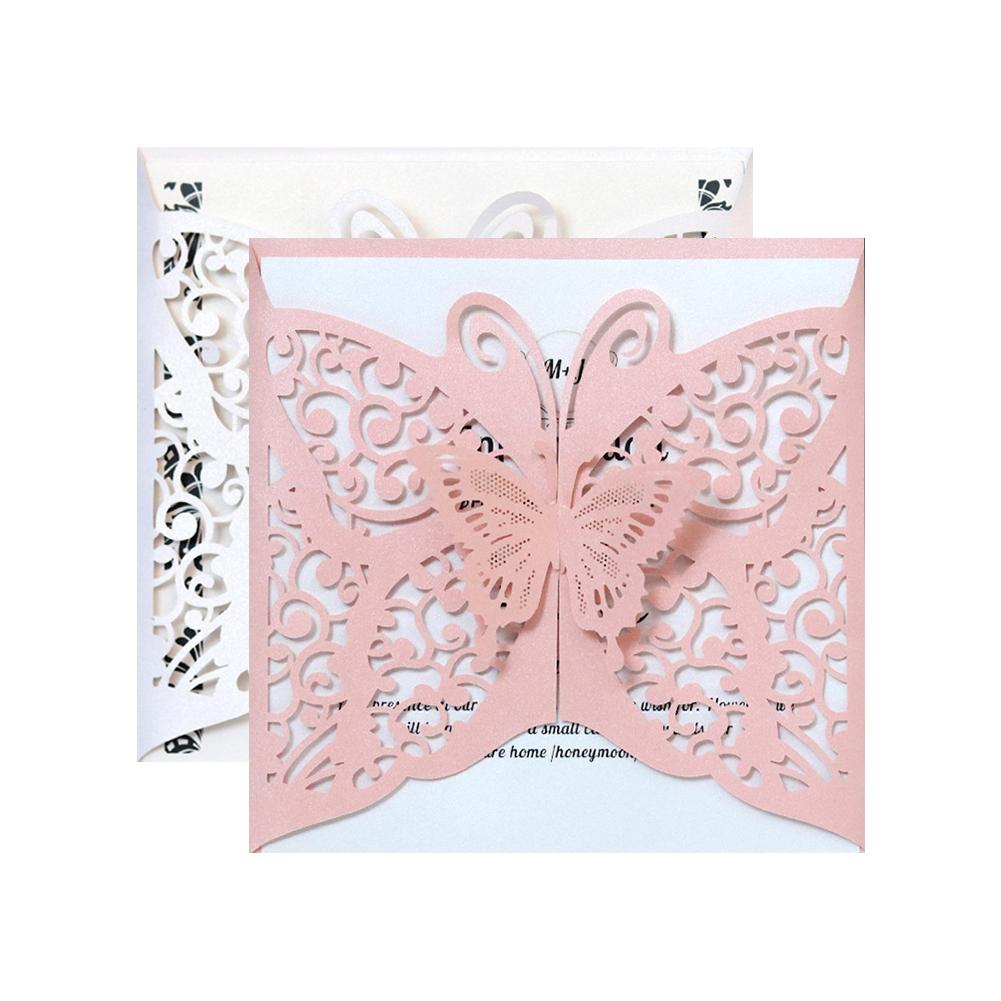 10 stücke Hohl Schmetterling Hochzeit Einladung Karten Karte Papier und Abdeckung Bausatz für Hochzeit Geburtstag Dusche Party dekoration
