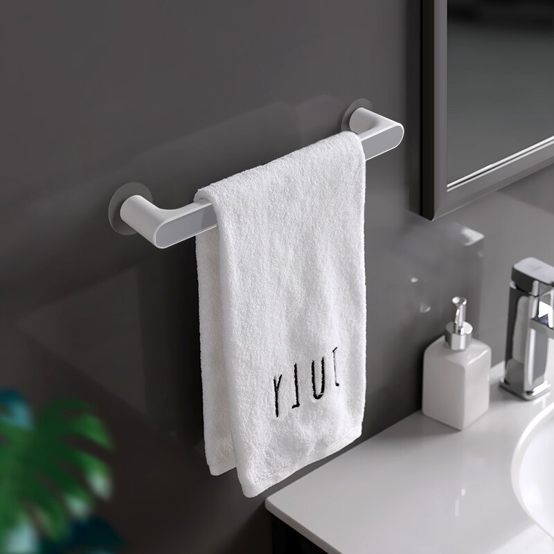 Zelfklevende Handdoek Houder Rek Wandmontage Handdoek Hanger Badkamer Handdoek Bar Plank Rolhouder Opknoping Haak Badkamer Organizer: Grey short