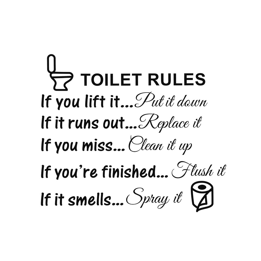 1PC Removable Quotation Wall Stickers Decals Wall Stickers Wall Art Toilet Rules Washroom Bathroom Home Decor: type 2