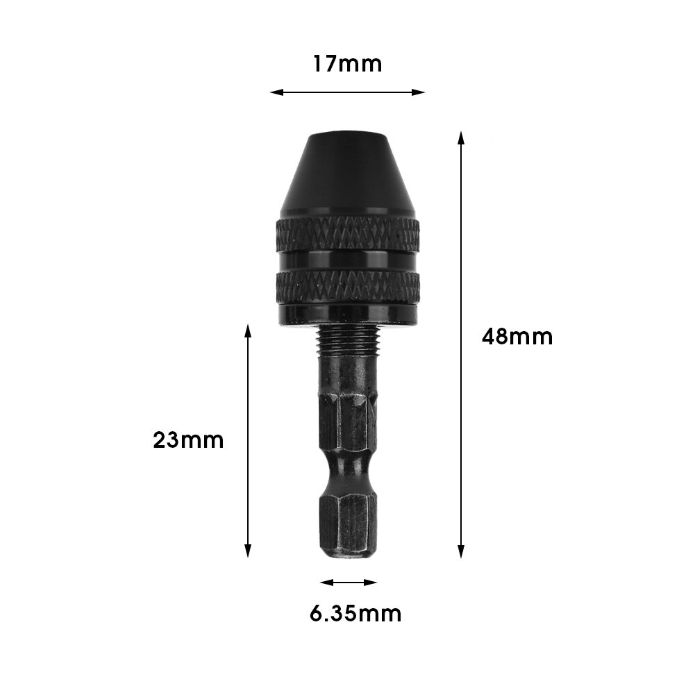 Keyless Drill Chuck 6.5mm Hex Shank Electric Screwdriver Drill Chuck Adapter Quick Change Converter Drill Bit Tool: H01335