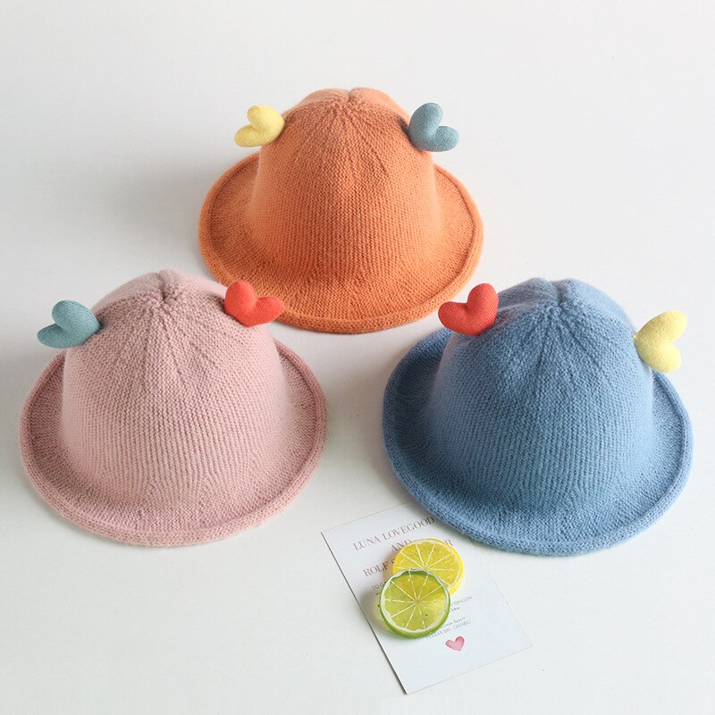 Babymuts winter kinderen snoepkleur liefde gebreide muts vissersmuts baby warme wollen muts douchemuts mutsen voor vrouwen