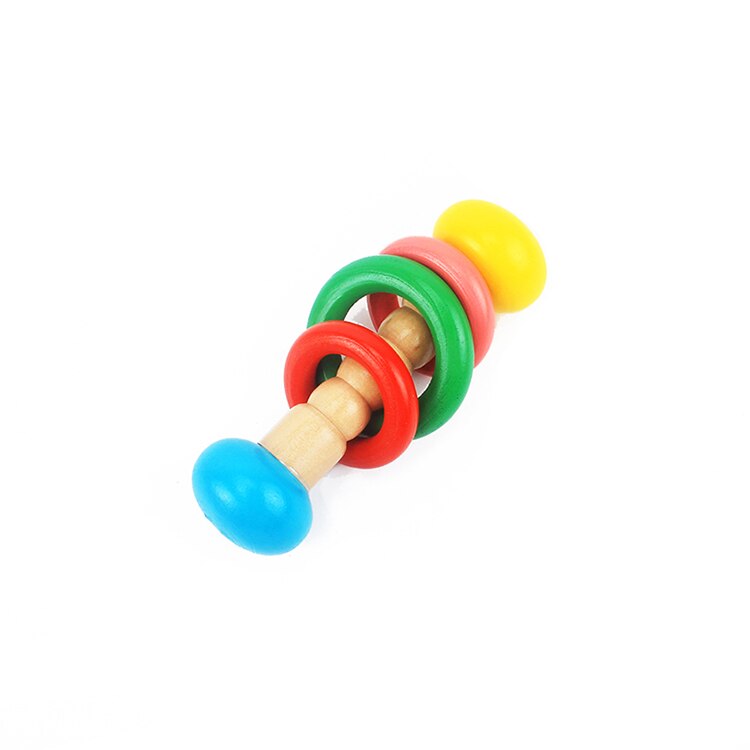 Baby Rattles & Mobiles Infant & Toddlers Wood Toy Wooden Geometric Shape Rattles Baby Wooden Toys Bell for Newborns Musical: long