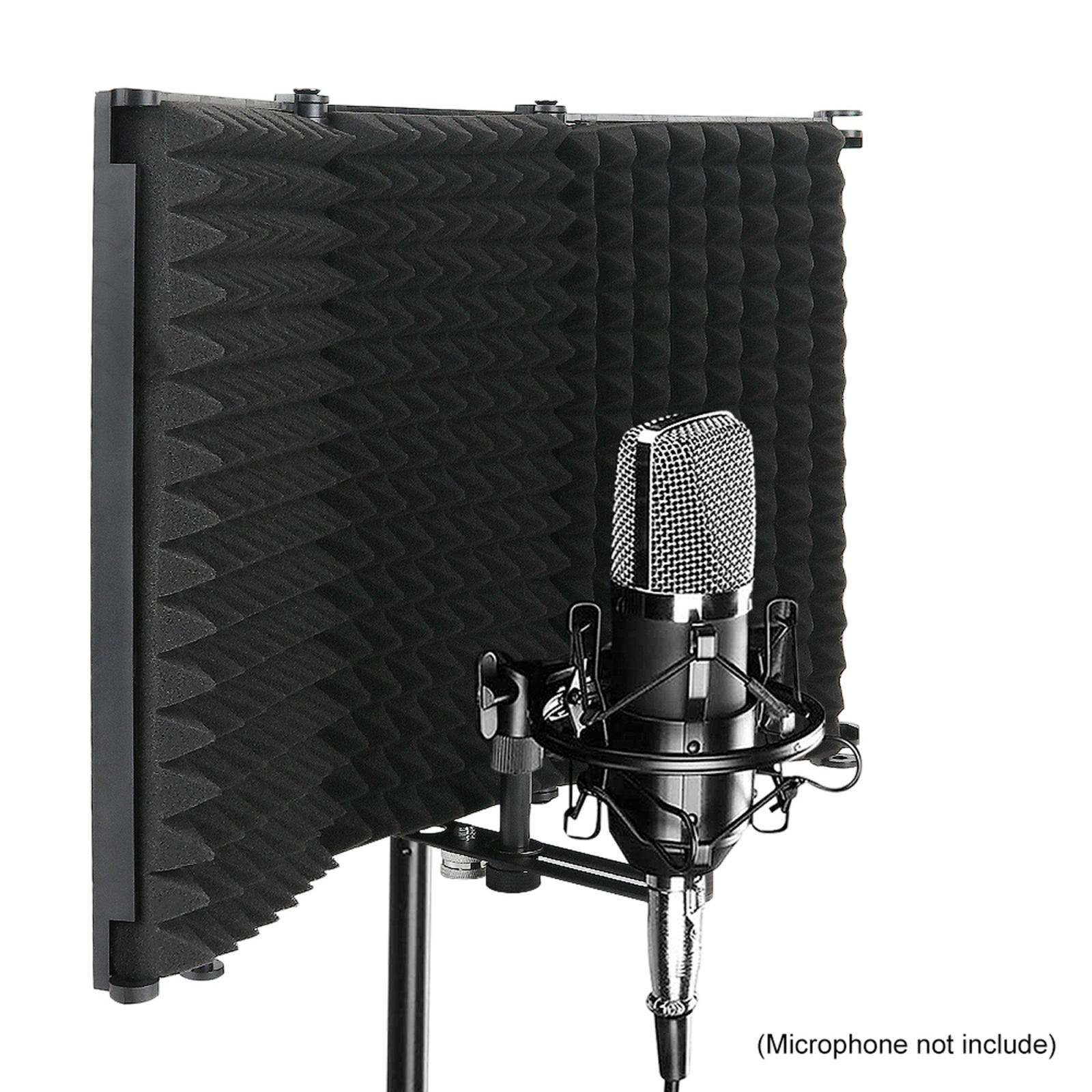 3 Panel Microfoon Isolatie Schild Akoestische Schuimen Panel Studio Opname Microfoon Accessoires Zwart 26x30cm