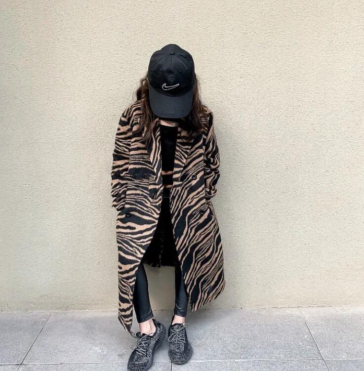 Cappotto con motivo zebrato per ragazze 2021 giacca invernale in lana a reticolo caldo casuale per bambini capispalla in lana per bambini: 13T