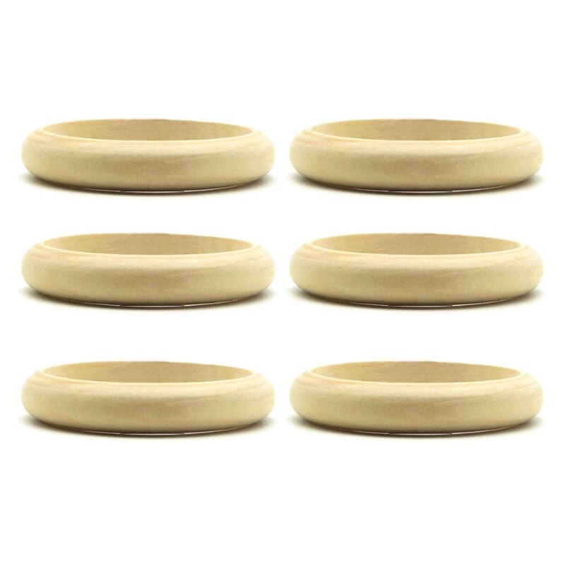 Pulsera de madera en blanco sin terminar, anillo de madera Natural redondo, Círculo de madera para fabricación de joyas manualidades DIY, 6 uds.: 15mm