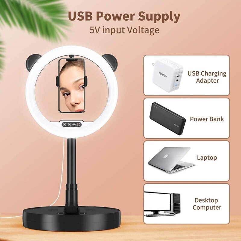 Universal 11 Inch Phone Selfie Fill Ring Light Dimmable LED Light 3300-6000K Camera Folding Tripod For Makeup Video Live Studio