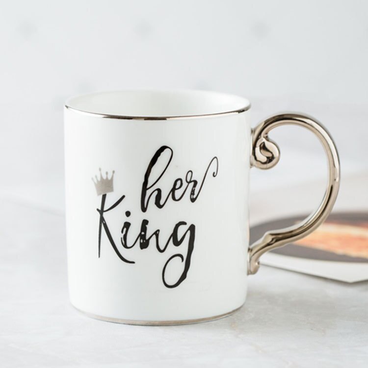 Luksus guld konge og dronning diamant porcelæn kaffe krus te mælk keramiske kopper og krus bryllup rejse krus: 663 konge