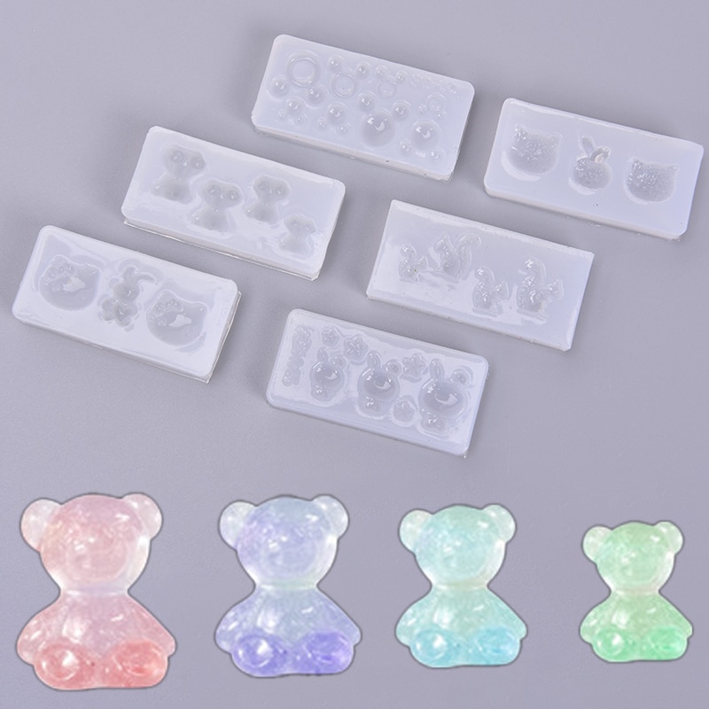 1PC UV Resin Jewelry Liquid Silicone Mold Animal Rabbit Bear Heart Resin Mold For DIY Jewelry Nail Art Mold