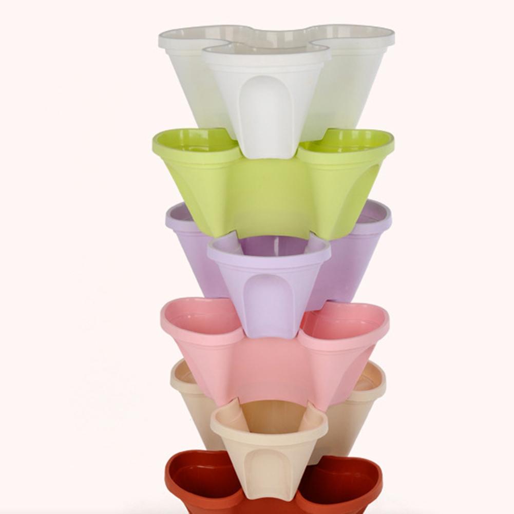 Pot de plantes à fleurs Vertical empilable en plastique, support de semis, décor de jardinière adapté à la croissance de fraises et d'herbes,