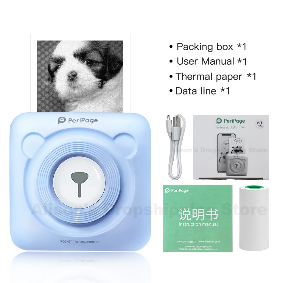 Goojprt A6 Peripage Mini Draagbare Bluetooth Draadloze Paper Photo Printer Pocket Thermische Afdrukken Usb Verbinding Impresoras Fotos: 1 Blue Printer