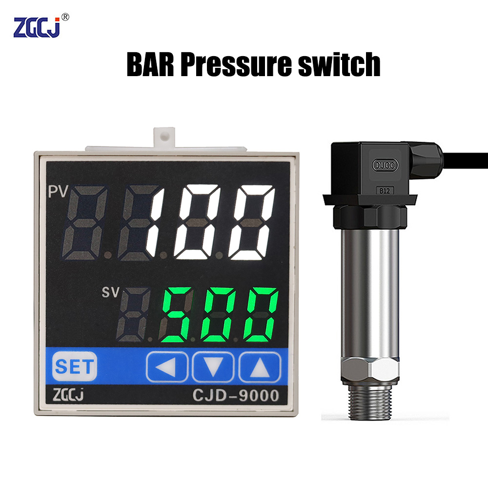 0-0.5BAR 1BAR 10BAR 50BAR 100BAR 300BAR Pressure meter with relay and SSR output with low and high alarm output control gauge
