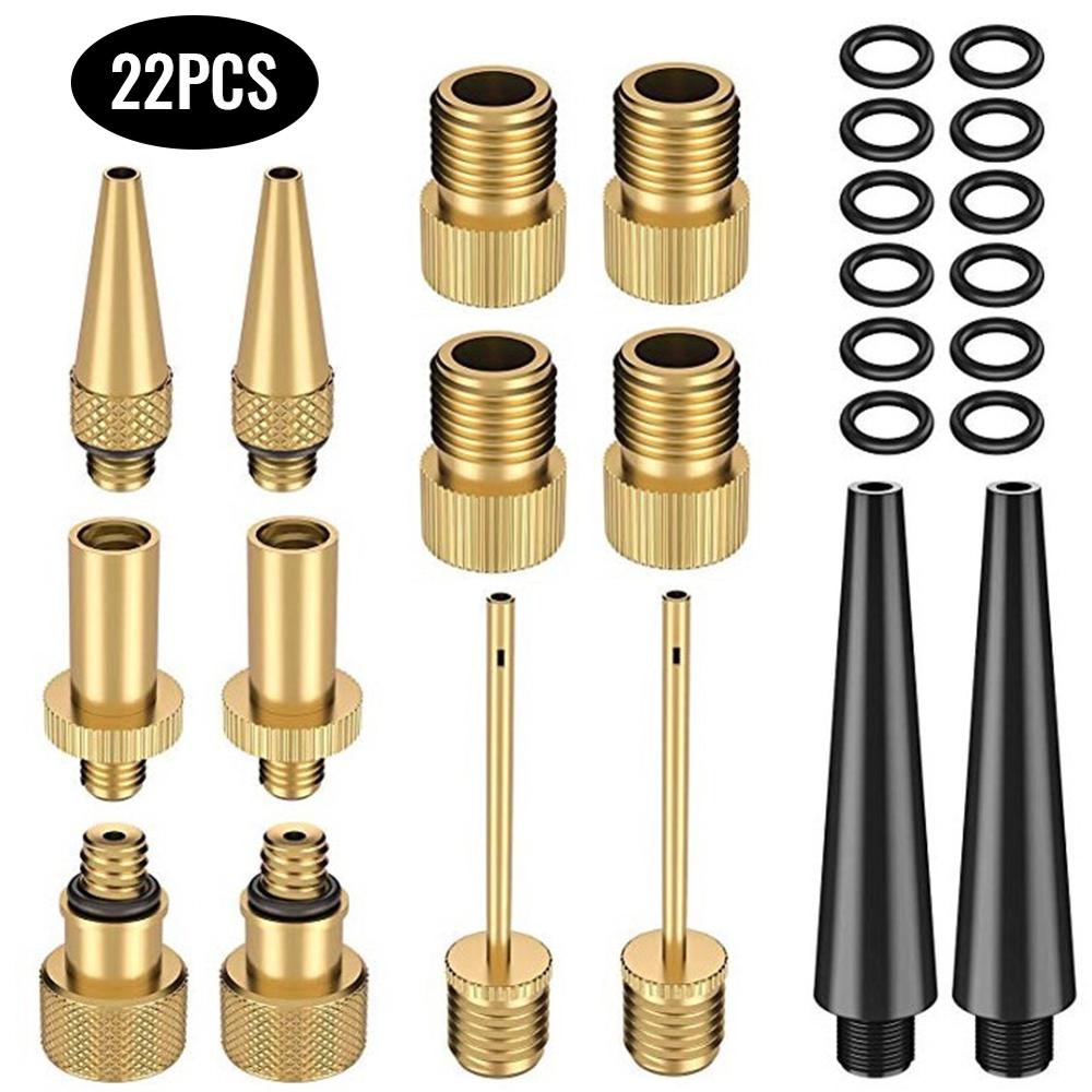Brass Presta and Schrader Valve Adapter Kit Bike Tire Ball Pump Needle Fit for Standard Pump or Air Compressor