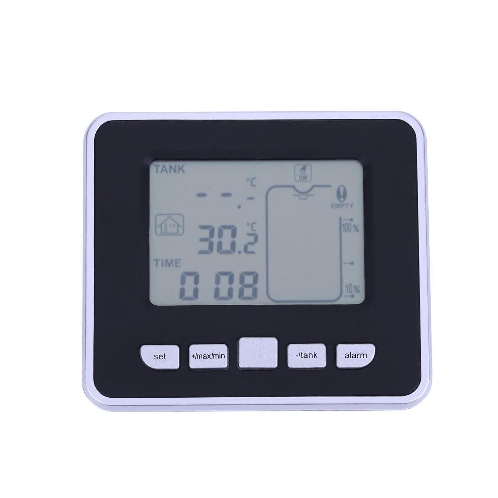 Ultralyd trådløs vandtank niveaumåler sensor med temperatur tid display alarm væskedybde niveau måler værktøj