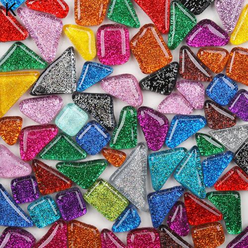 500Stck Unregelmäßige Mischte Farbe funkeln Mosaik Steine DIY Handgemachte Handwerk Wohnkultur: K