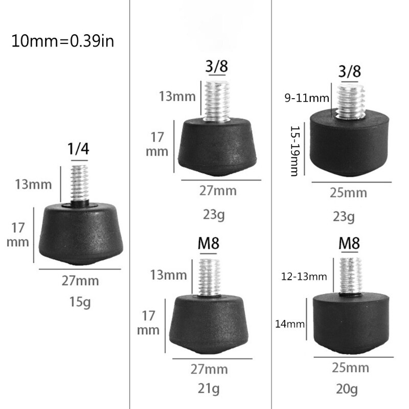 Universal- Anti-Unterhose Gummi Fuß Pad Füße Spitze für Stativ Einbeinstativ 3/8 "1/4" M8