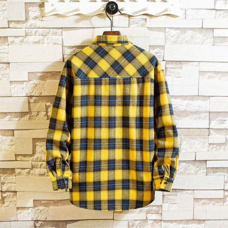 Men Clothes Men's Warm Shirt Plus Velvet Thick Youth Plaid Winter Undershirt Long Sleeve Youth Shirt