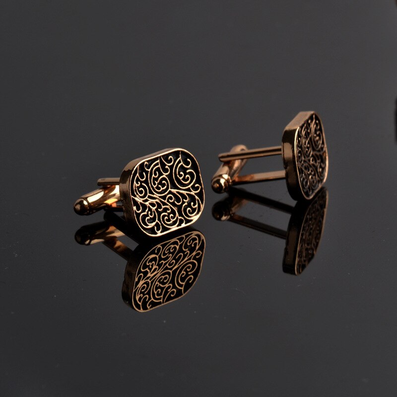 Retro Flower Patterns Men's Cufflinks Classic Male French Shirt Cuff Links For Boyfriend Husband