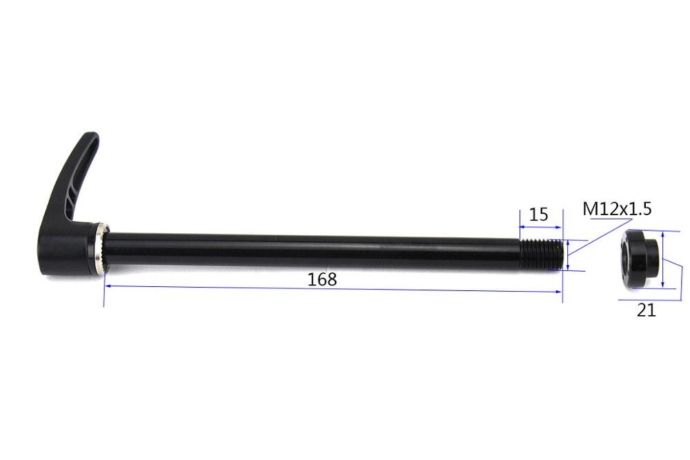 Baghjul gennem aksel 12 x 142 mtb racercykel spyd 12mm gevind stigning 1.5 længde 168mm akset qr leveres med låsemøtrik 142*12mm