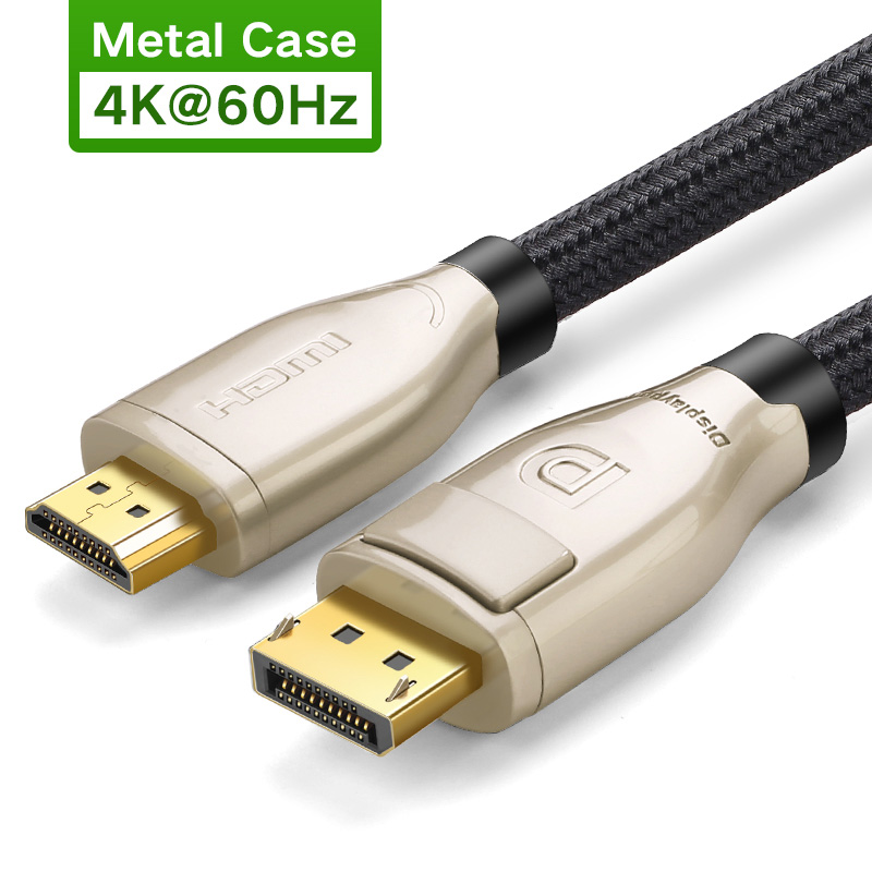 Ugreen Displayport to HDMI Cable 4K 60Hz DP to HDMI 2.0 Adapter For Projector GTX 1060 Lenovo Laptop Display Port HDMI Cable: 60Hz-4K-Metal Case / 1.5m