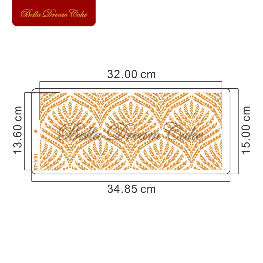 Wheat Spike Pattern Cake Stencil Plastic Lace Cake Boder Stencils Template DIY Drawing Mold Cake Decorating Tool Bakeware: ST-6151-348x150mm