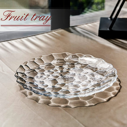 Assiette de fruits en verre de cristal Style européen, plateau ménager épais et Transparent, seau de fruits, assiette de noix séchées