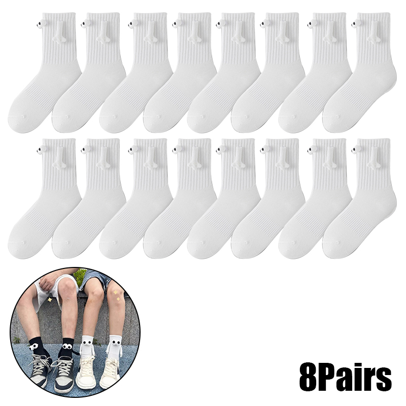 Calcetines magnéticos con manos mujeres hombres negro blanco divertido lindo ojos de dibujos animados pareja calcetines de tubo medio para: Naranja