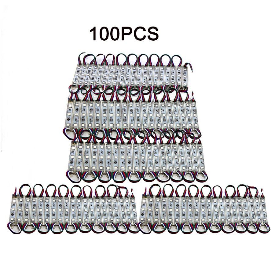 Led Modules Licht Rgb Smd 5050 3LED DC12V Waterdichte Store Front Strip Lamp Reclame Teken Module Lichten Ultrabright Rgb Kleur: 100PCS