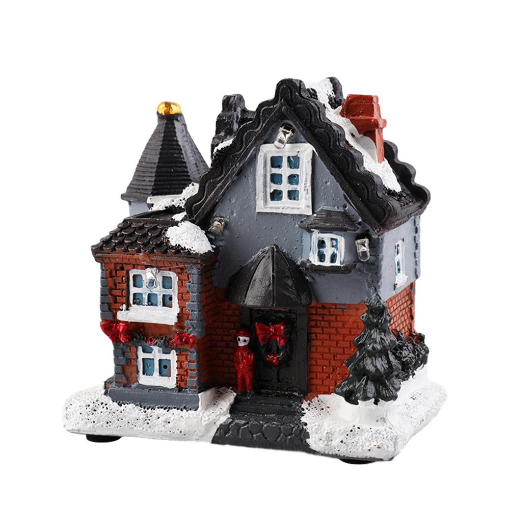 Christmas Decorations Lighthouse Christmas Scene Village Houses Town With Warm White Dream European Style Snow House Kids 1: 09