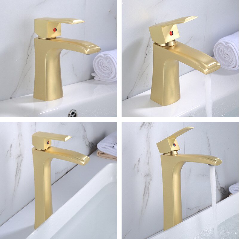 Badkamer Wastafel Warm Koud Goud Kranen Waterval Enkel Handvat Gouden Tap Gold Badkamer Kraan Bad Kraan Bad Kranen