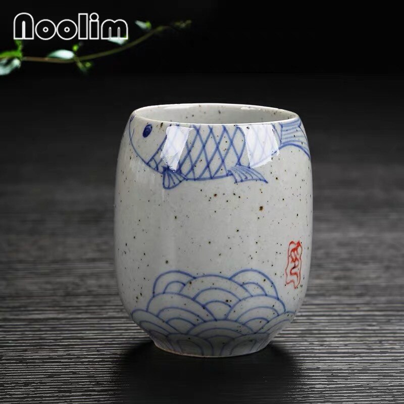 Théière en céramique peinte à la main, grande théière rétro résistante à la chaleur, pour salon de thé, hôtel, ménage, bouilloire en porcelaine, tasse à thé kung fu: Tasse à thé-e