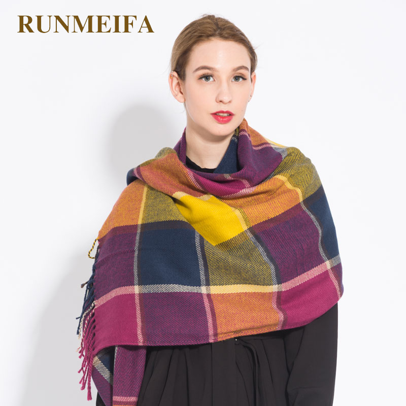 Oversized pashmina kwastjes wintersjaal dames geruite deken sjaal acryl wikkels sjaals kasjmier dames foulard femme sjaals