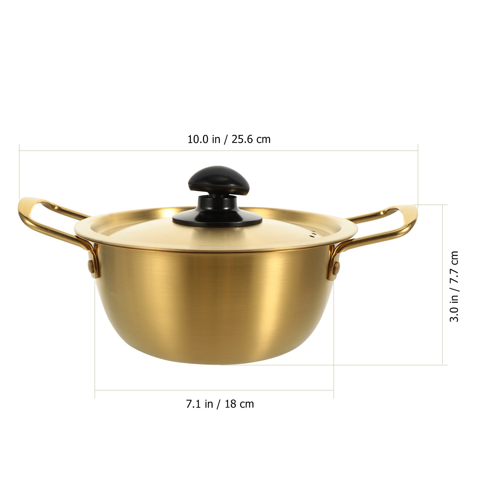 1 Set Chic Gold Soup Kitchen Stainless Steel Pot Double-handle Soup Pot Instant Noodles Pot Kitchen Cooking Tools cookware set