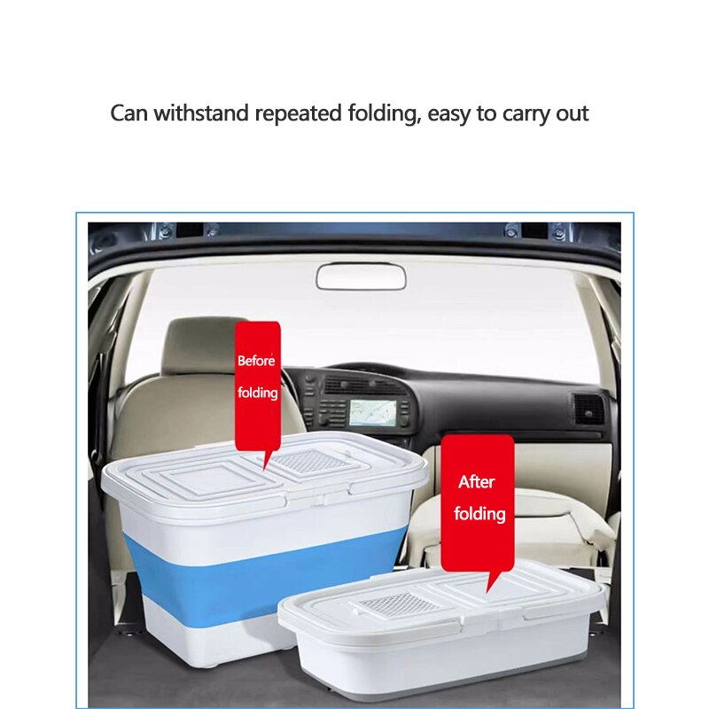 RQNQ 1Pcs 2021New 13L Multifunctional Silicone Folding Bucket, Silicone Fishing Bucket With Lid, Foldable Laundry Bucket