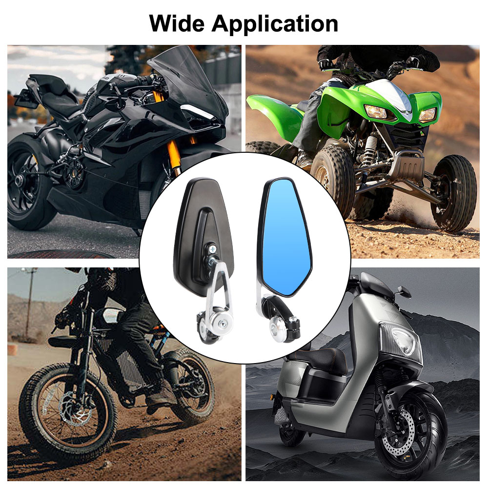 Handle Bar End Zijspiegel Groothoek Motorfiets Achteruitkijkspiegels Voor 7/8 "22mm Stuur Blauw Glas 360 ° Roterend Anti-glare