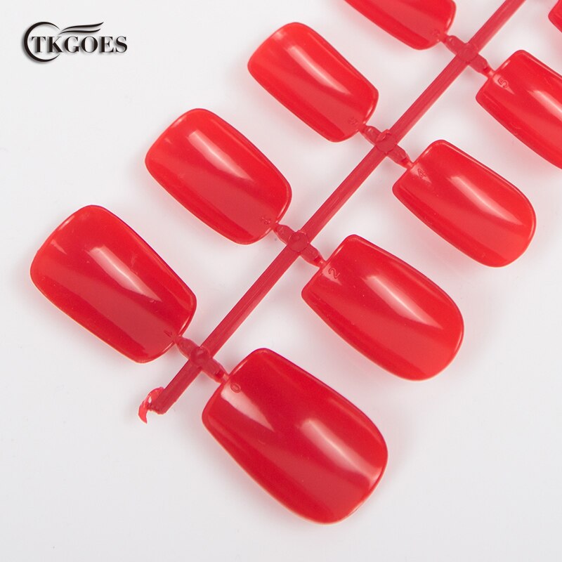 600 Stks/pak Red Suqare Valse Nail Tips Volledige Cover 10 Maten Met Extra Nr 5 En Nr 6