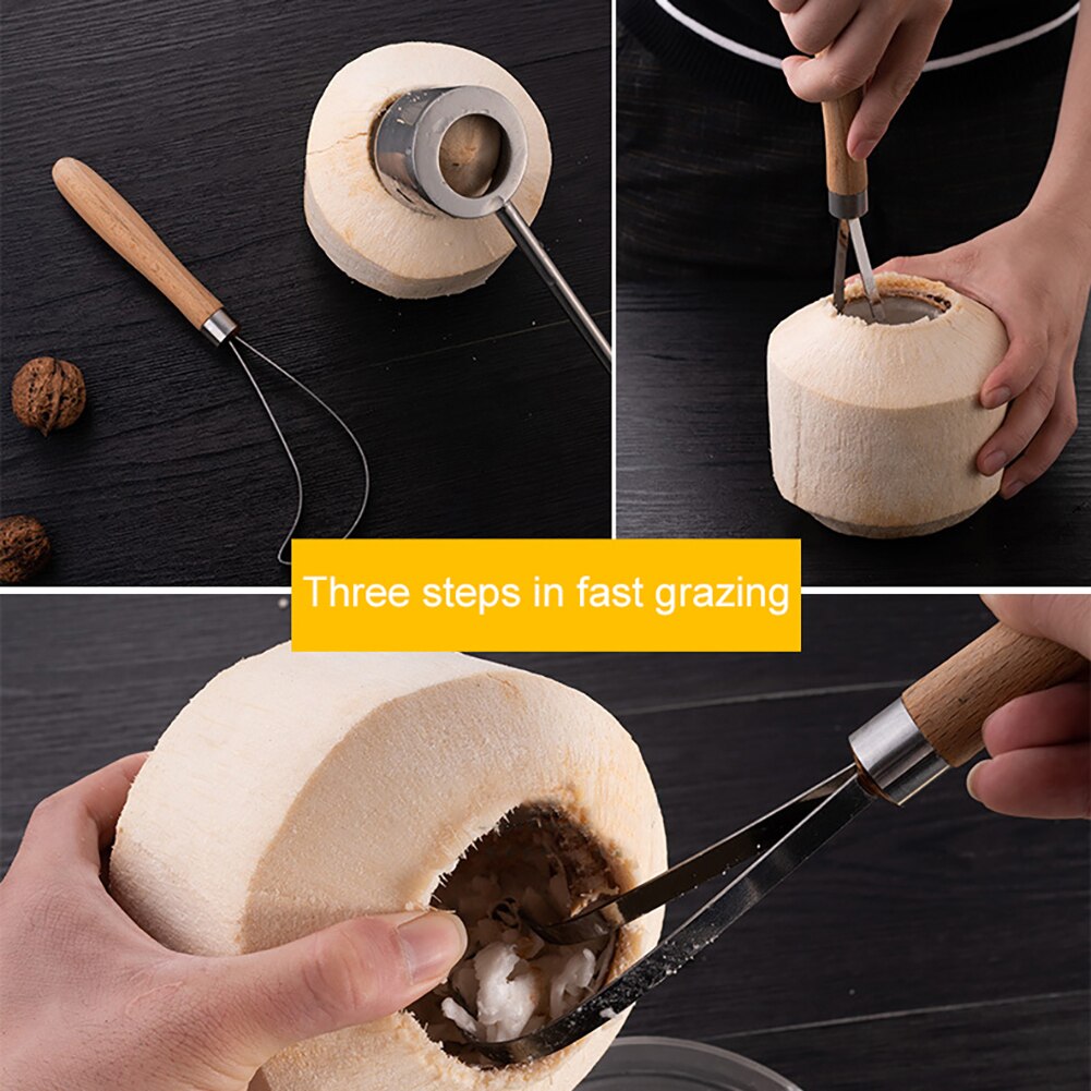 Kitchen Stainless Steel Coconut Shaving Cutter Digging Coconut Tool Household Meat Removal Coconut Tool Coconut Meat Removal