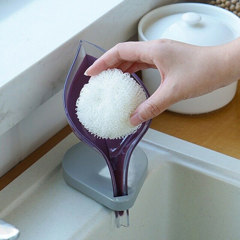 Modna wygodna 1 szt. Mydelniczka robić liści łazienka dwuwarstwowa antypoślizgowa mydelniczka gąbka robić zlewu tacka na mydło