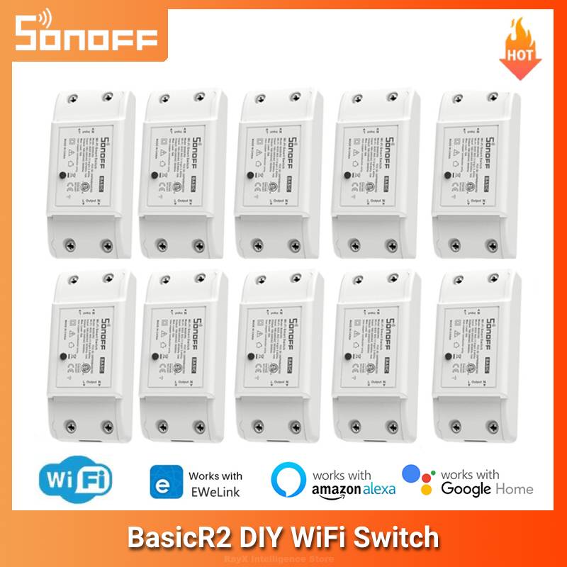 SONOFF Basic R2 10A WiFi DIY Smart Switch Remote Controller Smart Home Light ON/OFF Module Work With EWeLink Alexa Google Home
