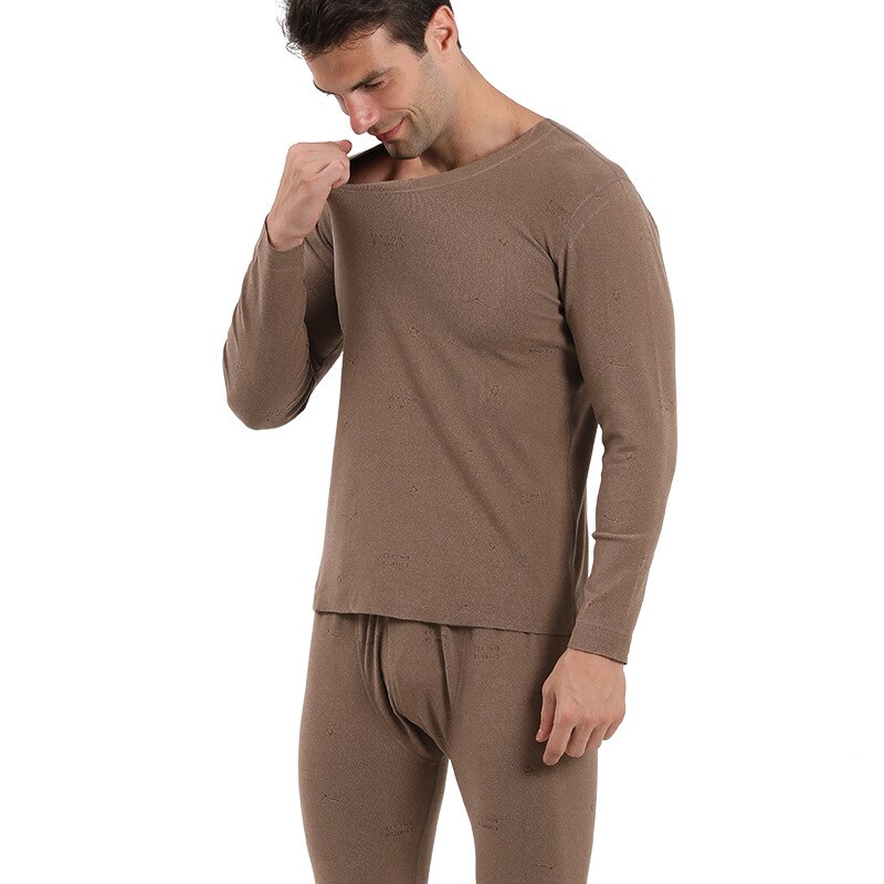 Men Thermal Underwear Sets Warm Long Johns Autumn Winter Thermal Underwear For Men Thick Thermal Clothing Suit Thermal Underwear: Champagne / XXXL